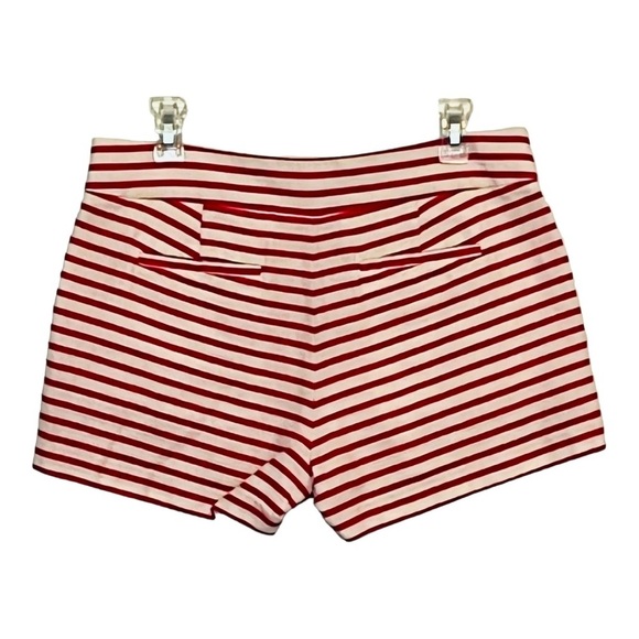 J. CREW RED AND WHITE STRIPED PLEATED SHORTS COTTON LINEN POCKETS SIZE 8 - Picture 2 of 8